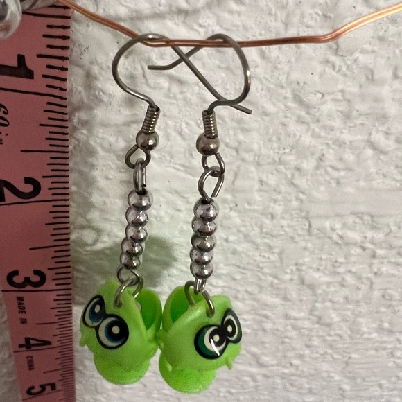 Green “Let’s Go Fishing” Dangly Earrings - Picture 2 of 2